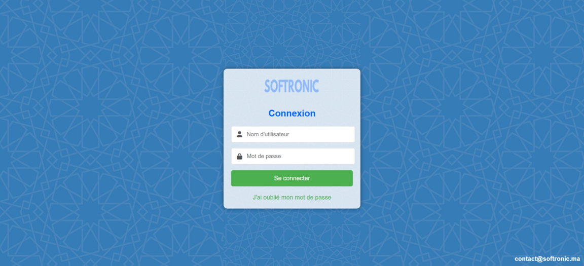 Écran de connexion SOFTRONIC-CMMS